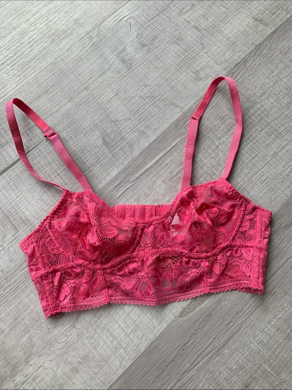 Intimately by Free People Lace Bralette In Pink Rose, Size 32 A.